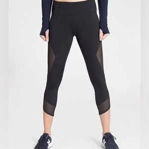 Athleta Black Capri Leggings with Mesh Accents